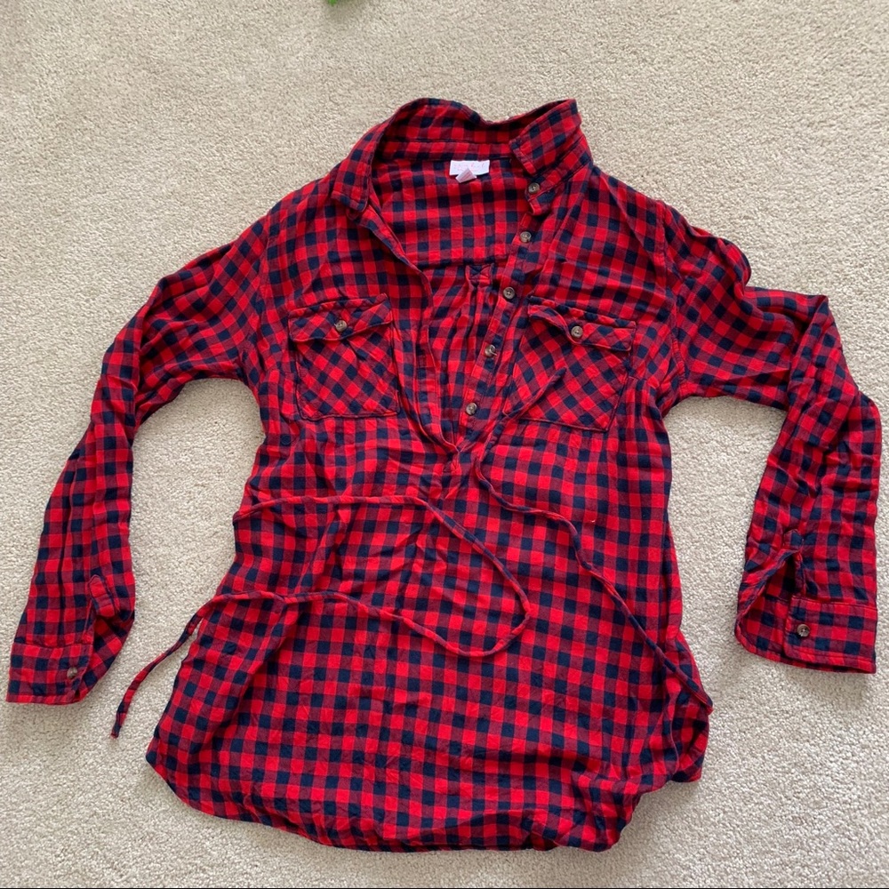 Red and Black Plaid maternity tunic top